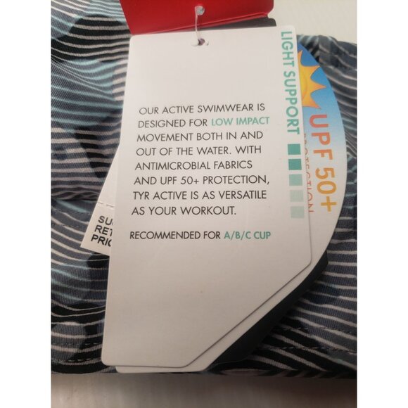 TYR Women's Lavare Brook Bralette Grey/Mint Small 4/6 - Picture 3 of 4